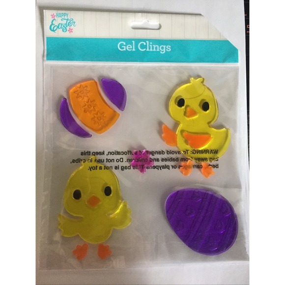 The Unbranded Brand Other - NEW Spring Happy Easter Chicks Eggs Flowers Window Gel Clings Decorations 12 pcs